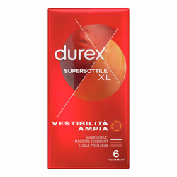 Durex Supersottile XL sono profilattici progettati per offrire una sensazione supersottile, che avvicina al massimo alla perc ...