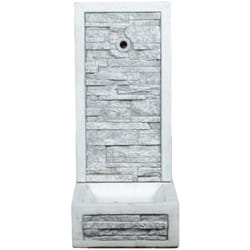 KAM - fontana da giardino a muro 'adige' anticato colore grigio, 40x40x92 cm