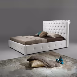 Letto matrimoniale con contenitore Peninsula colore bianco Il letto matrimoniale con contenitore Peninsula ha un design elega ...