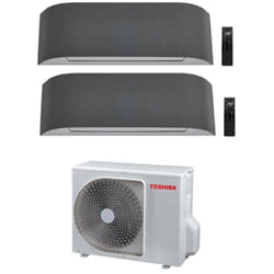 Toshiba - Climatizzatore Condizionatore Dual Split Inverter serie haori 13000+13000 (12000+12000) con RAS-2M18U2AVG-E Wi-Fi Integrato Grigio