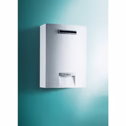 Lo scaldabagno a gas Vaillant OutsideMAG 158/1-5 da 15 litri è il nuovissimo scaldacqua per esterno Low NOx, ideale per sosti ...