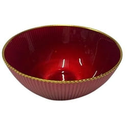 Mercury 8056001191119 Insalatiera Rotondo Vetro Rosso, Oro 1 pz