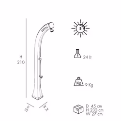 Doccia Solare In Polietilene Happy Five 24 Litri Con Lavapiedi Colore Verde Chiaro Cv-F520/6018