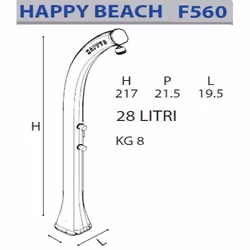 Doccia Solare In Polietilene Happy Beach 28 Litri Con Pulsante Temporizzato E Miscelatore Colore Verde Chiaro Cv-F560/6018