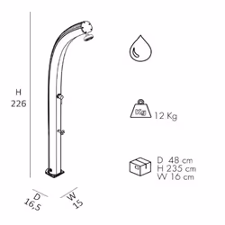 Doccia Tradizionale In Alluminio Jolly Con Miscelatore E Lavapiedi Colore Antracite Cv-A525/7016