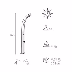 Doccia Solare Spring In Alluminio 30 Litri Con Lavapiedi Colore Antracite Cv-A120/7016