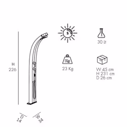 Doccia Solare In Alluminio Dada 40 Litri Con Miscelatore E Lavapiedi Colore Bianca Cv-D320/9001 - Vista aggiuntiva 2