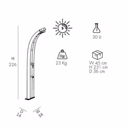 Doccia Solare In Alluminio Dada 40 Litri Con Miscelatore, Lavapiedi E Nebulizzatore Colore Antracite Cv-D350/7016 - Vista aggiuntiva 2