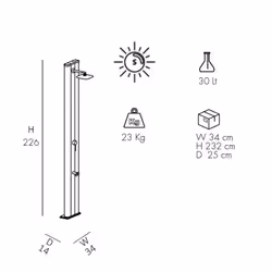 Doccia Solare In Alluminio Dada S 40 Litri Con Miscelatore E Lavapiedi Colore Antracite Cv-D420/7016 - Vista aggiuntiva 2
