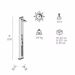 Doccia Solare In Alluminio Dada S 40 Litri Con Doccetta Estribile E Miscelatore Colore Antracite Cv-D440/7016