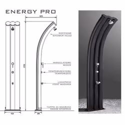Doccia Solare Energy Pro 75Lt In Alluminio Con Pulsante Temporizzato E Lavapiedi Colore Bianca Cv-A930/9001