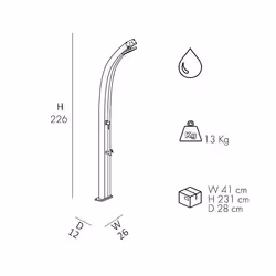 Doccia Tradizionale In Alluminio Spring Con Miscelatore E Lavapiedi Colore Antracite Cv-A125/7016