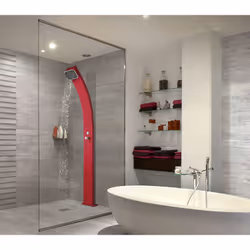 Doccia Solare da Esterno Giardino 30L Miscelatore Arkema Spring Fascia Inox Bianco Crema - Vista aggiuntiva 2
