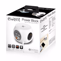 Ewent EW3957 prolunghe e multiple 1,5 m 3 presa(e) AC Interno Bianco