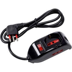 Rosi - Multipresa con spina 10A piegata a 90°, 1 presa bipasso/schuko 10A/16A e 2 prese bipasso 10A/16A, cavo 1,5 metri, con interruttore, bianco,