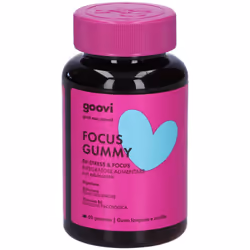 Goovi Focus Gummy, 60 caramelle per de-stress e focus con Zafferano, Triptofano, Vitamina B6. Senza zuccheri, gusto lampone-m ...