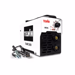 La Saldatrice inverter ad elettrodo MMA Telwin T-ARC 120 a corrente continua (DC) da 80A è una macchina completa di pinza por ...