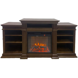 Divina Fire - Camino elettrico caminetto da terra biden in legno Noce L179 x P48 x H85