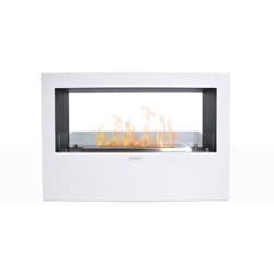 Divina Fire - Camino a bioetanolo 'Giotto' da terra biocamino per interno ed esterno 100 x h 70 cm -Bianco