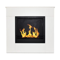 Divina Fire - Camino a bioetanolo da terra in legno bianco Made in Italy Michelangelo 96x36x90h