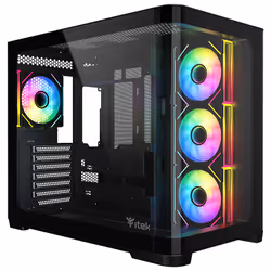itek DARK CAVE CURVED, Tower, PC, Nero, ATX, micro ATX, Mini-ITX, Blu, Verde, Rosso, Ventole