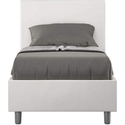 Letto Singolo rivestito in Similpelle - adele - Tipologia Letto: Con Rete e Contenitore - Dimensione Rete: 80x190 - Colore: Bianco