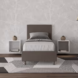 Letto singolo 80x190 Adele con testata e Letto imbottiti, rivestimento in similpelle, particolarmente versatile e facilmente  ...