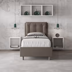 Letto singolo 80x190 Annalisa con testata e Letto imbottiti, rivestimento in similpelle, particolarmente versatile e facilmen ...
