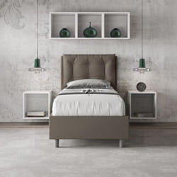 Letto singolo contenitore imbottito 80x190 similpelle cappuccino Annalisa
