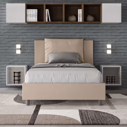 Letto una piazza e mezza 120x190 Antea con testata e Letto imbottiti, rivestimento in similpelle, particolarmente versatile e ...
