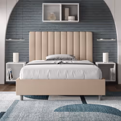 Letto una piazza e mezza 120x190 Agueda con testata e Letto imbottiti, rivestimento in similpelle, particolarmente versatile ...