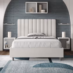 Letto una piazza e mezza 120x200 Agueda con testata e Letto imbottiti, rivestimento in similpelle, particolarmente versatile  ...