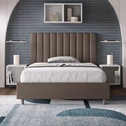 Letto una piazza e mezza 120x210 Agueda con testata e Letto imbottiti, rivestimento in similpelle, particolarmente versatile  ...