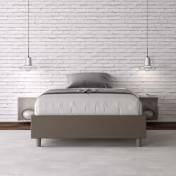 Letto alla francese 140x190 Azelia con Letto imbottito, rivestimento in similpelle, particolarmente versatile e facilmente ab ...