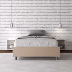 Letto alla francese 140x190 Azelia con Letto imbottito, rivestimento in similpelle, particolarmente versatile e facilmente ab ...