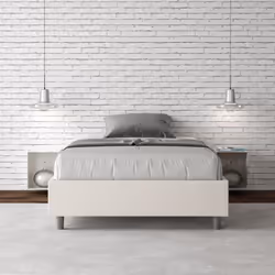 Letto alla francese 140x200 Azelia con Letto imbottito, rivestimento in similpelle, particolarmente versatile e facilmente ab ...