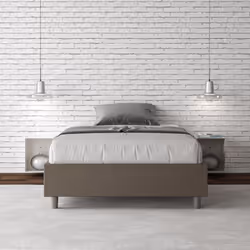 Letto alla francese 140x200 Azelia con Letto imbottito, rivestimento in similpelle, particolarmente versatile e facilmente ab ...