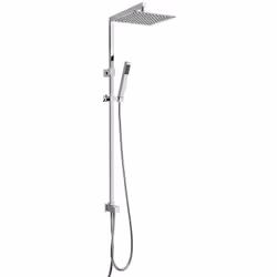 Colonna doccia in ottone con soffione quadrato 30x30 in acciaio inox dotata di miscelatore termostatico e doccia minimale La ...