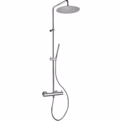 Sunset 90 colonna doccia mermostatica in ottone con doccino minimalista monogetto e soffione rotondo ultraslim con diametro 2 ...