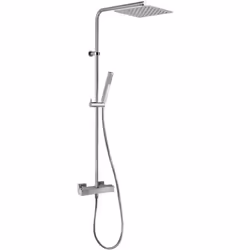 Jacuzzi | Rubinetteria colonna doccia in ottone con soffione in acciaio dotata di miscelatore termostatico e doccetta minimal ...
