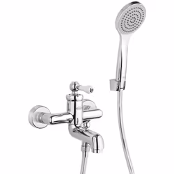 Miscelatore per vasca con doccino della serie Tosca di Jacuzzi Rubinetteria cromo e bianco Stile ed eleganza per la serie Tos ...