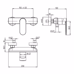 Miscelatore doccia installazione esterna linea Borea di Jacuzzi Rubinetteria in ottone cromato Comfort di utilizzo, qualità e ...