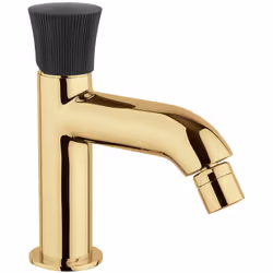 Rubinetto per bidet Illumina bicolore oro spazzolato con maniglia tulipano nero opaco per piletta click clack La collezione d ...