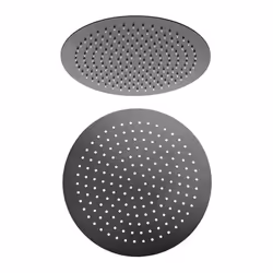 Jacuzzi | Rubinetteria soffione doccia nero opaco tondo in acciaio ultrapiatto con ugelli anticalcare diametro 30 cm Soffione ...