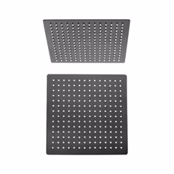Jacuzzi | Rubinetteria soffione doccia quadrato nero opaco in acciaio ultra slim con ugelli anticalcare 25X25 cm Soffione per ...