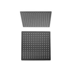 Jacuzzi - Soffione in acciaio nero opaco ultrapiatto Rubinetteria quadrato 20X20 cm