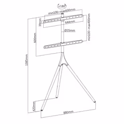 Munari KE088NS Supporto TV a parete 55" Nero, Legno - Vista aggiuntiva 2