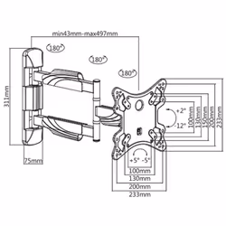 Munari SP 322 Supporto TV a parete 127 cm (50") Nero
