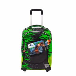 Carrefour Gopop23 Zaino Trolley 2r Monster Truck, Trolley, Guscio morbido, Nero, Verde, Piccolo, 2 ruota(e), Allacciatura a z ...