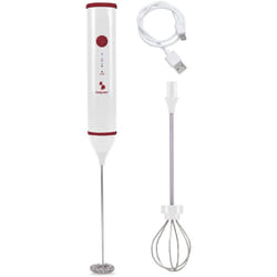 BEPER P102SBA008 Montalatte Elettrico Ricaricabile USB - Monta Latte per Cappuccino Elettrico con Frusta Montapanna Inclusa, Rosso/Bianco